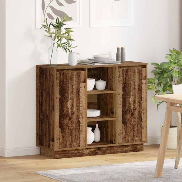 vidaXL LED Sideboard Old Wood 90 x 32 x 75 cm Engineered Wood