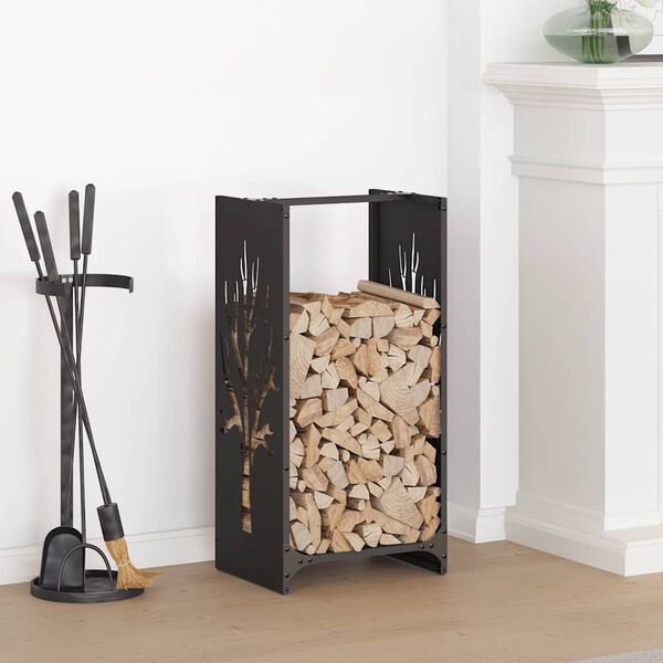 vidaXL Firewood Rack Black 40x30x80 cm Cold-rolled steel
