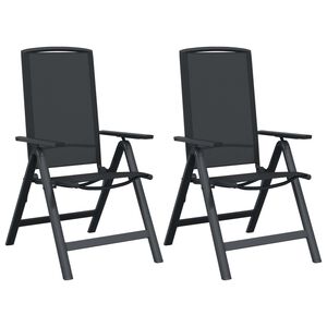 vidaXL Reclining Garden Chairs 2 pcs Black Textilene