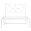 vidaXL Metal Bed Frame without Mattress with Headboard White 90x200cm
