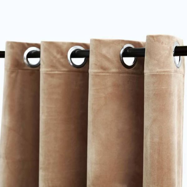vidaXL Blackout Curtains with Rings 2 pcs Velvet Beige 140x245 cm