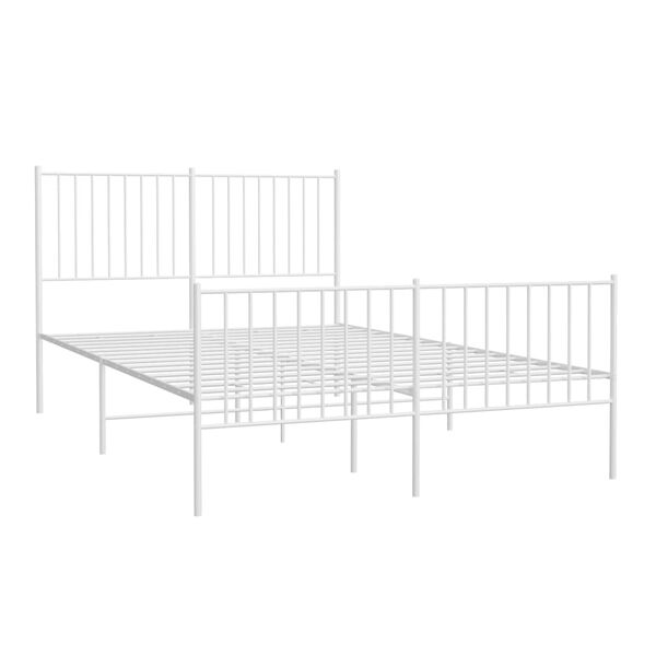 vidaXL Metal Bed Frame without Mattress with Footboard White 140x190cm