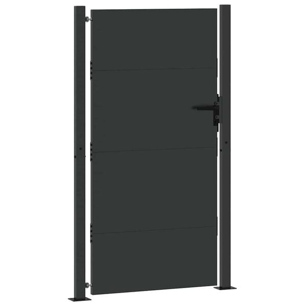 vidaXL Garden Gate Black 105 x 200 cm Powder-coated steel