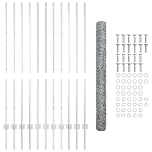 vidaXL Fence with Post Silver 1.4 x 25 m Steel