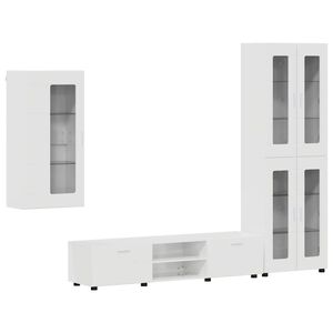 vidaXL TV Cabinet Set FLORIN 3 pcs High Gloss White Engineered Wood