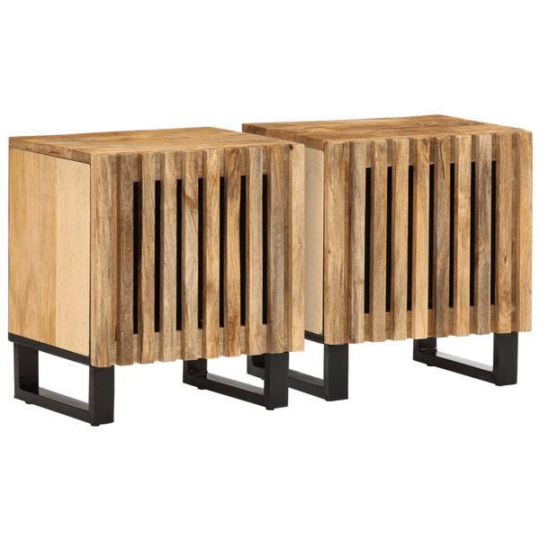 vidaXL Bedside Cabinets 2 pcs 40x34x46 cm Solid Wood Rough Mango
