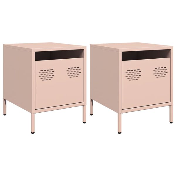 vidaXL Bedside Cabinets&nbsp;2 pcs Pink 35x39x43.5 cm Steel