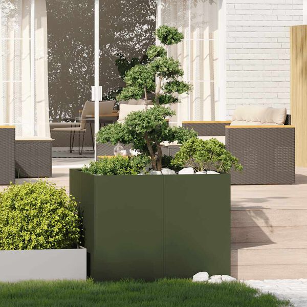 vidaXL Planter Olive Green 100x100x80 cm Steel