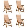 vidaXL Reclining Garden Chairs 4 pcs Natural Solid Acacia Wood