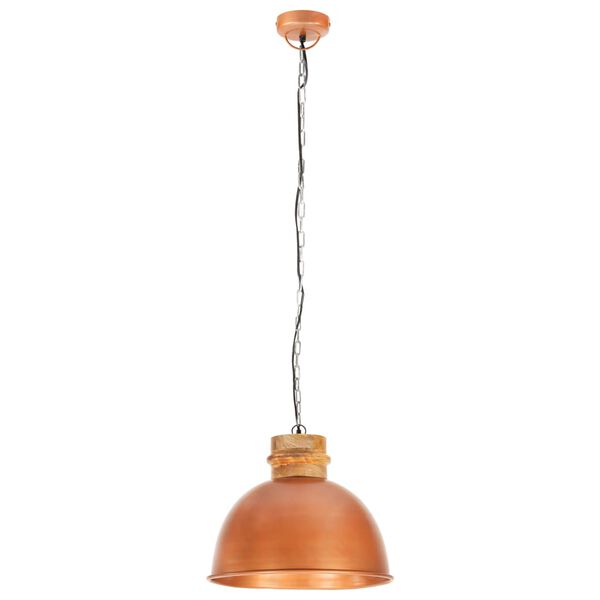 vidaXL Industrial Hanging Lamp Copper Round 50 cm E27 Solid Mango Wood