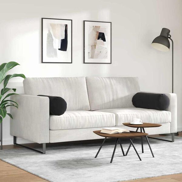 vidaXL Bolster Pillows 2 pcs Black Ø 25 x 70 cm Corduroy Fabric