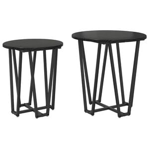 vidaXL Side Table Set 2 pcs Black Oak