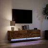 vidaXL TV Wall Cabinet with LED Lights Smoked Oak 140x31x38 cm
