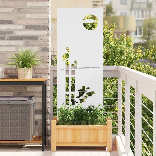 vidaXL Garden Privacy Screen White 50 x 140 cm Cold-rolled steel