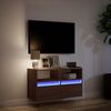 vidaXL TV Wall Cabinet with LED Lights Brown Oak 80x31x45 cm