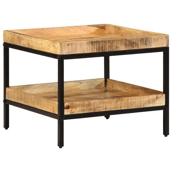 vidaXL Side Table with Shelf Brown 55 x 55 x 45 cm Solid Mango Wood