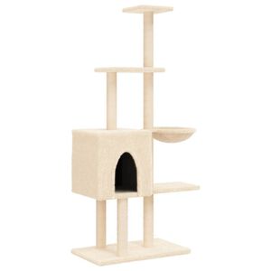 vidaXL Cat Tree with Sisal Scratching Posts Cream 145 cm