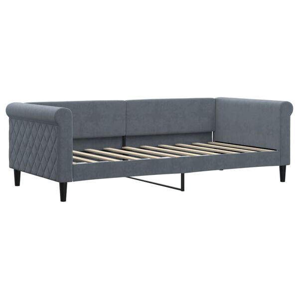 vidaXL Daybed with Trundle and Mattresses Dark Grey 90x190 cm Velvet