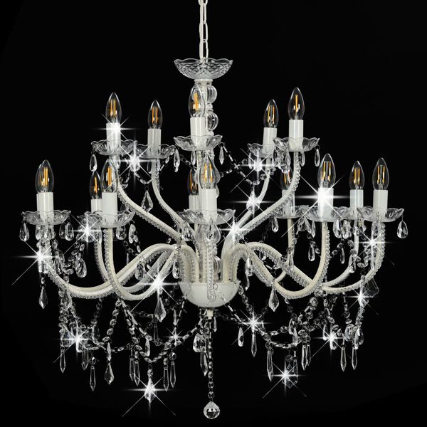 vidaXL Chandelier 2-layer White 15 x E14 Bulbs