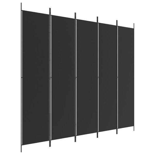 vidaXL 5-Panel Room Divider Black 250x220 cm Fabric