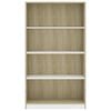vidaXL 4-Tier Book Cabinet White and Sonoma Oak 80x24x142 cm Engineered Wood