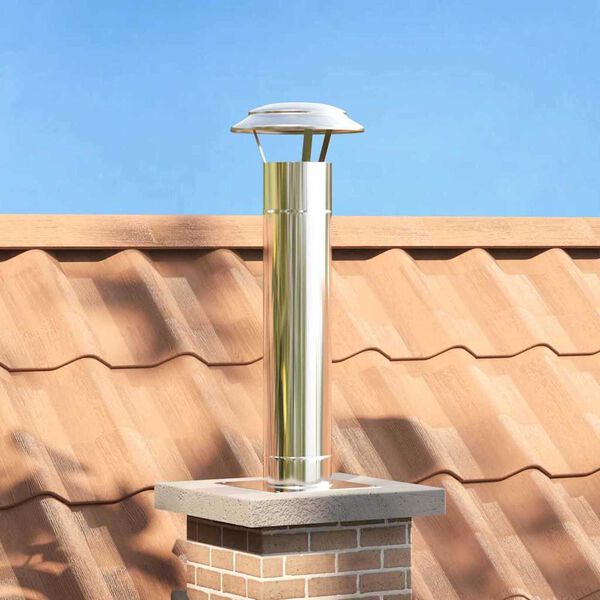 vidaXL Chimney Extension Silver 25 x 25 x 82 cm Stainless Steel