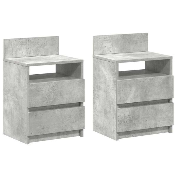 vidaXL Bedside Cabinets 2 pcs with 2 Drawers Concrete Grey 40x33x60 cm