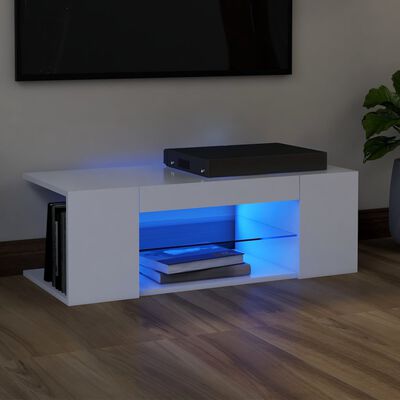 vidaXL TV Cabinet with LED Lights White 90x39x30 cm