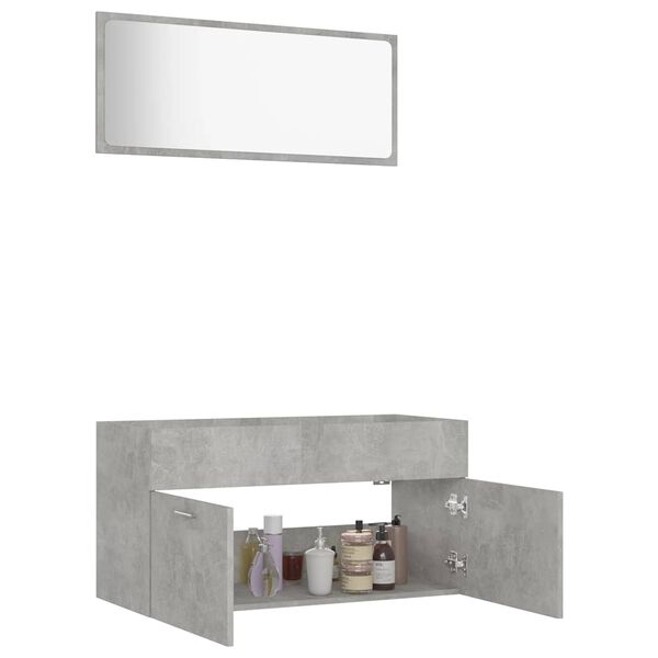 vidaXL 2 Piece Bathroom Furniture Set Concrete Grey Engineered Wood