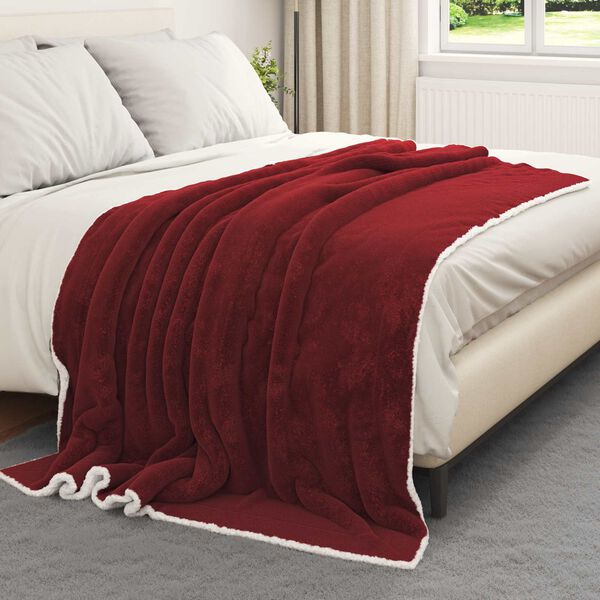 vidaXL Throw Blanket Bordeaux Red 150 x 200 cm Fleece