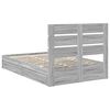 vidaXL Storage Bed Grey Sonoma 135 x 190 cm Engineered Wood