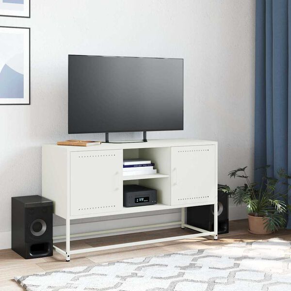 vidaXL TV Cabinet White 100.5x39x60.5 cm Steel