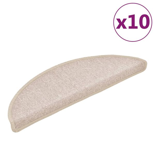 vidaXL Stair Mats 10 pcs 56x17x3 cm Taupe Half Round