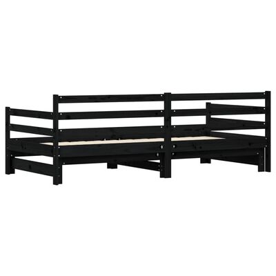 vidaXL Daybed with Trundle Black 80x200 cm Solid Wood Pine
