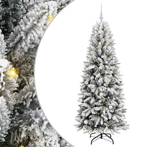 vidaXL Artificial Christmas Tree with 300 LEDs with Stand White 180 cm