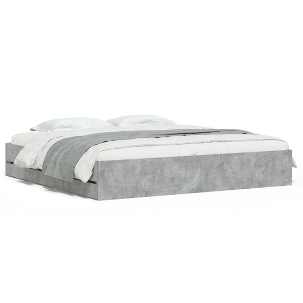vidaXL Bed Frame with Drawers without Mattress Concrete Grey 180x200 cm Super King
