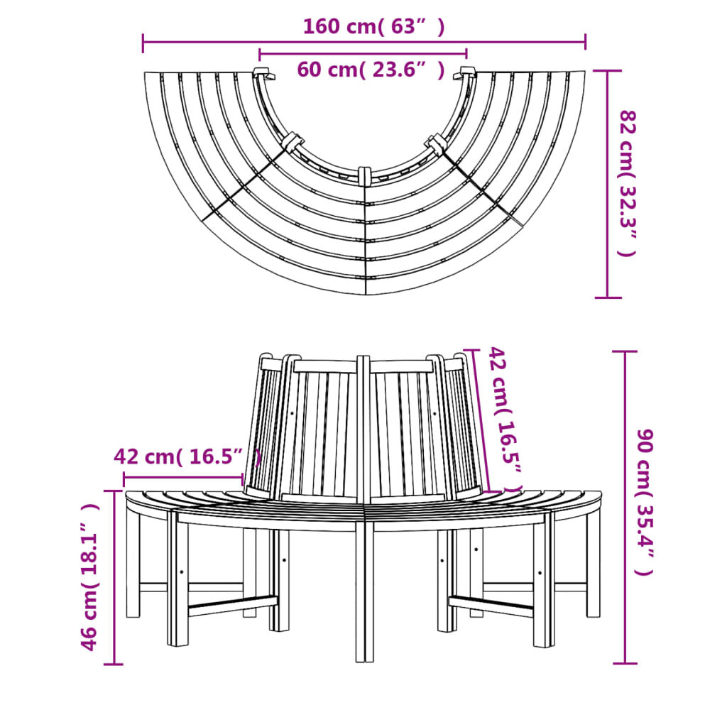 Vidaxl circular tree bench outlet wood