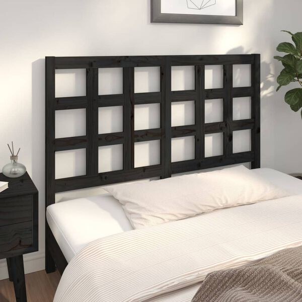 vidaXL Bed Headboard Black 140.5x4x100 cm Solid Wood Pine