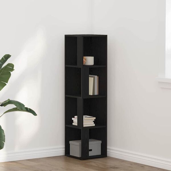 vidaXL Corner Shelves Black Oak 33 x 33 x 132 cm Engineered Wood