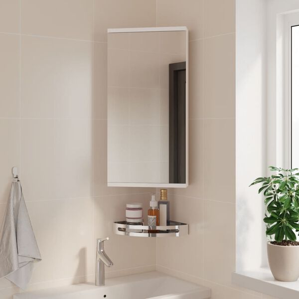 vidaXL Corner Bathroom Mirror Cabinet White 30x24x60 cm