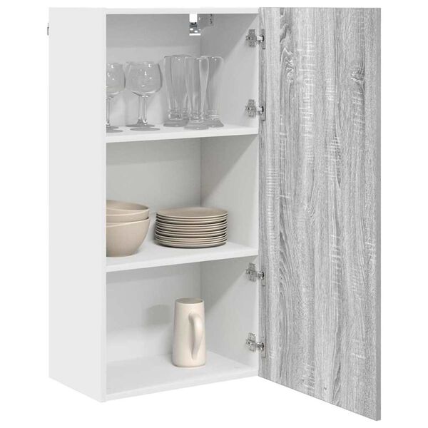 vidaXL Hanging Cabinet Grey Sonoma and White 50 x 31 x 100 cm