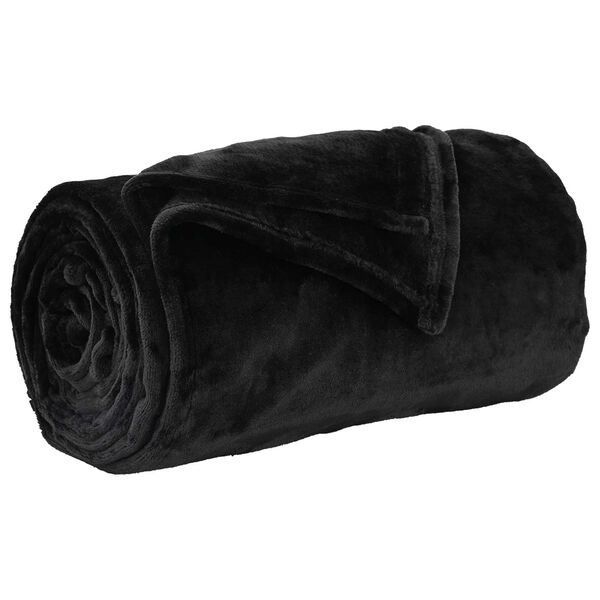 vidaXL Throw Blanket Black 220 x 240 cm Fleece