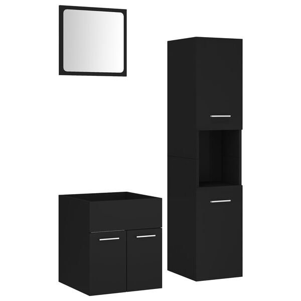 vidaXL Bathroom Furniture Set Black Engineered Wood