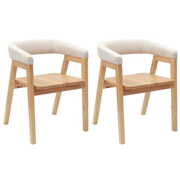 vidaXL Dining Chairs 2 pcs Natural 54 x 57 x 73 cm Solid Rubber Wood