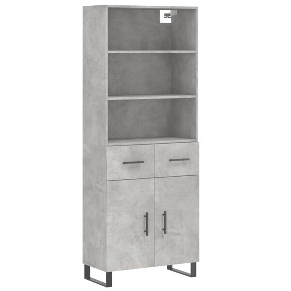 vidaXL Highboard Concrete Grey 69.5x34x180 cm Engineered Wood
