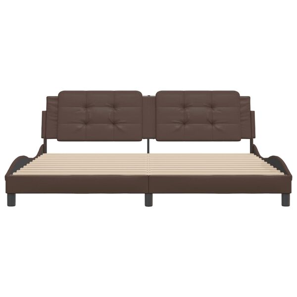 vidaXL Bed Frame without Mattress "Zadar" Brown 200x200 cm Faux Leather