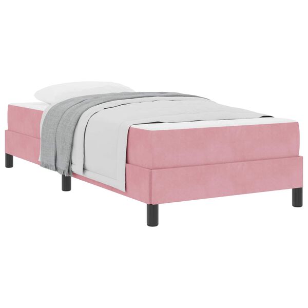 vidaXL Box Spring Bed with Mattress Pink 90 x 210 cm Fabric