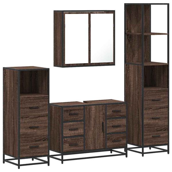 vidaXL 4&nbsp;Piece Bathroom Furniture Set&nbsp;Brown Oak Engineered Wood