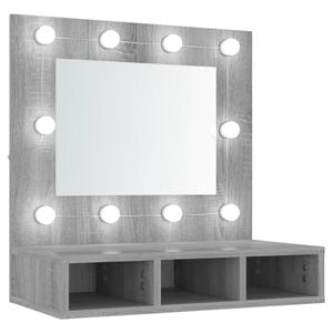 vidaXL Mirror Cabinet with LED Grey Sonoma 60x31.5x62 cm