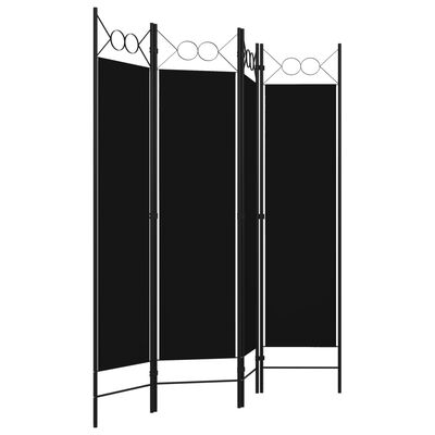 vidaXL 4-Panel Room Divider Black 160x180 cm